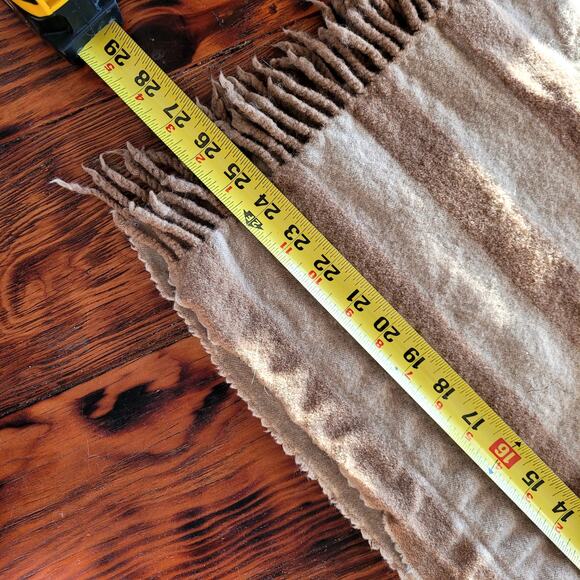 Anichini Italian Wool Scarf Beige Tan Stripes - Picture 7 of 7